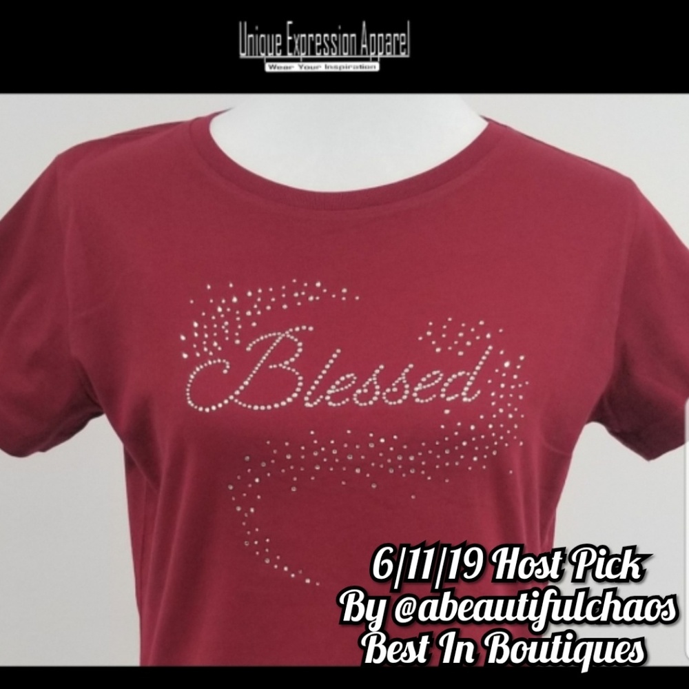 🎉HP🎉"Blessed" dressy garnet graphic tee